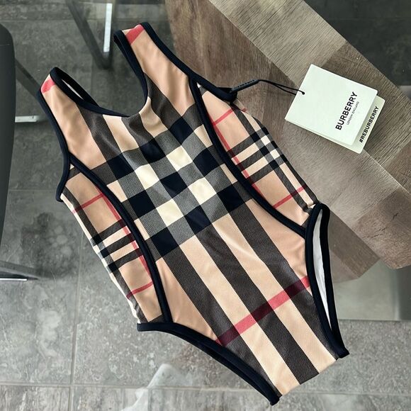 BURBERRY Kids Mini Nigella One Piece Swimsuit, Beige Check, NWT, Size 12M - Picture 6 of 8